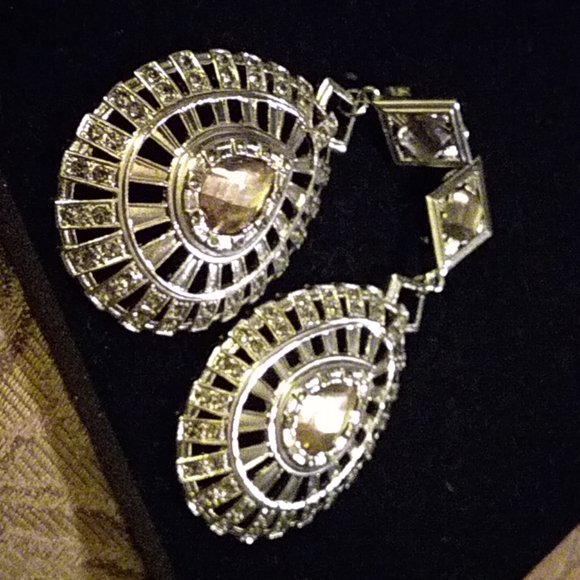 BOSTON PROPER Pierced Earrings silvertone CITRINE Silver - Picture 1 of 9